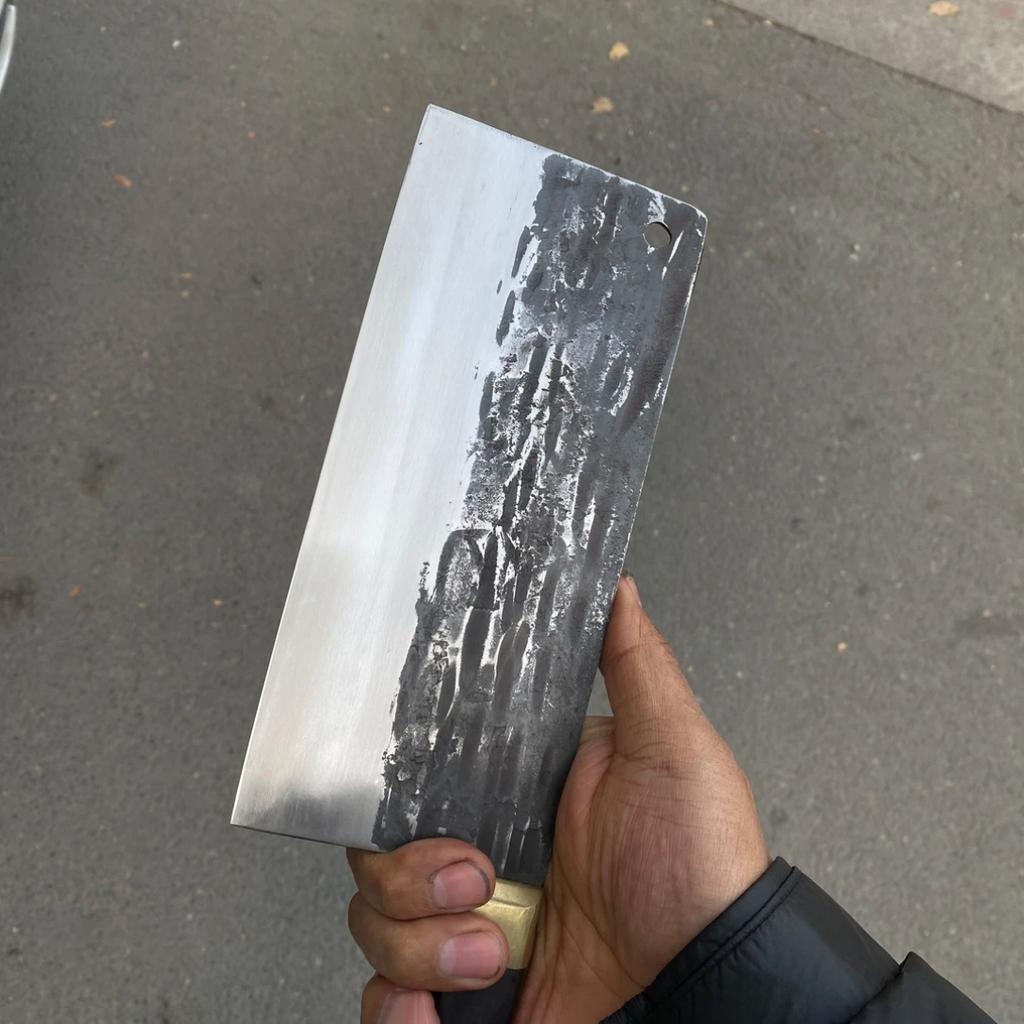 8.3 Inch Slicing Knife Spring Steel Blade Ebony Handle Chinese Chef Cleaver Meat Cutting Vegetable Handmade Forged Kitchen Knife