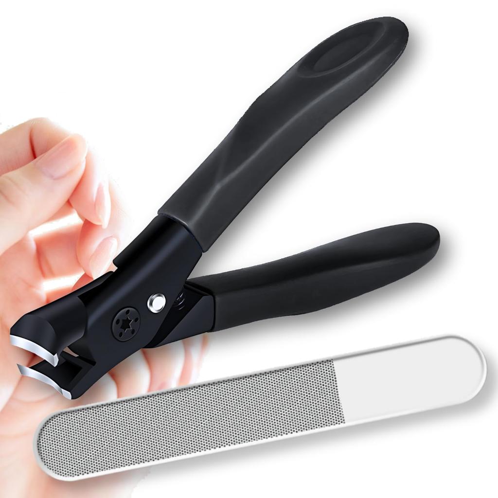 LuSarios Nipper Nail Clippers with Nail File Nail for Ingrown Hard and Nail Polishing (Glass Shiner) Nails, Nails, (Black)