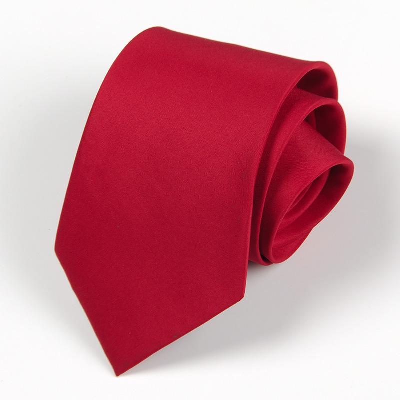 Men's Business Formal Handmade Solid Black 8cm Tie, Professional Attire, Red Wedding Tie