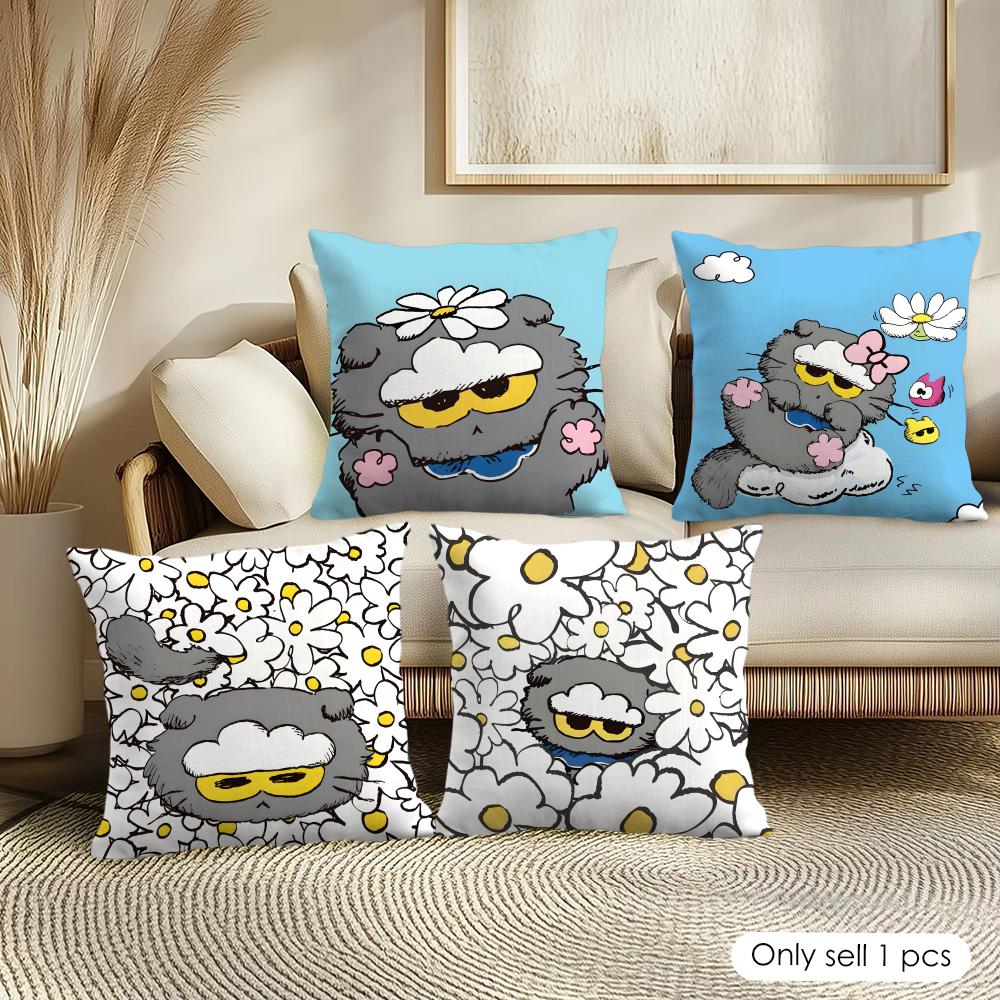 Cute Cat Cushion Cover Soft Short Plush Pillow Cover Smooth Cozy Texture Aesthetic Cushion Case Home Decor