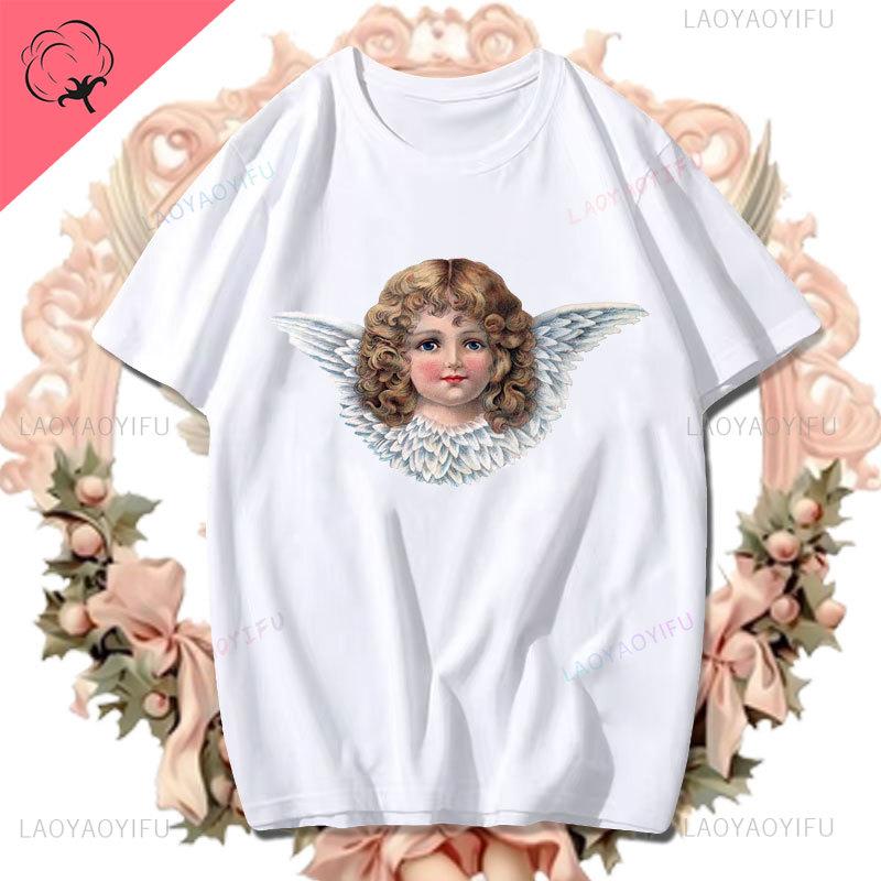 Fashion Fiorucci Baby Angel Graphic Tshirt Summer Classic Aesthetic T Shirt Unisex Unisex Kawaii Clothes Creative Couple Short Sleev Unisex