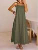 2026 European & American Sleeveless Women's Lace Dress - Solid Color with Button Straps