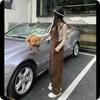 Retro Corduroy Overalls Female Students Loose Autumn Casual One-piece Wide-leg Pants