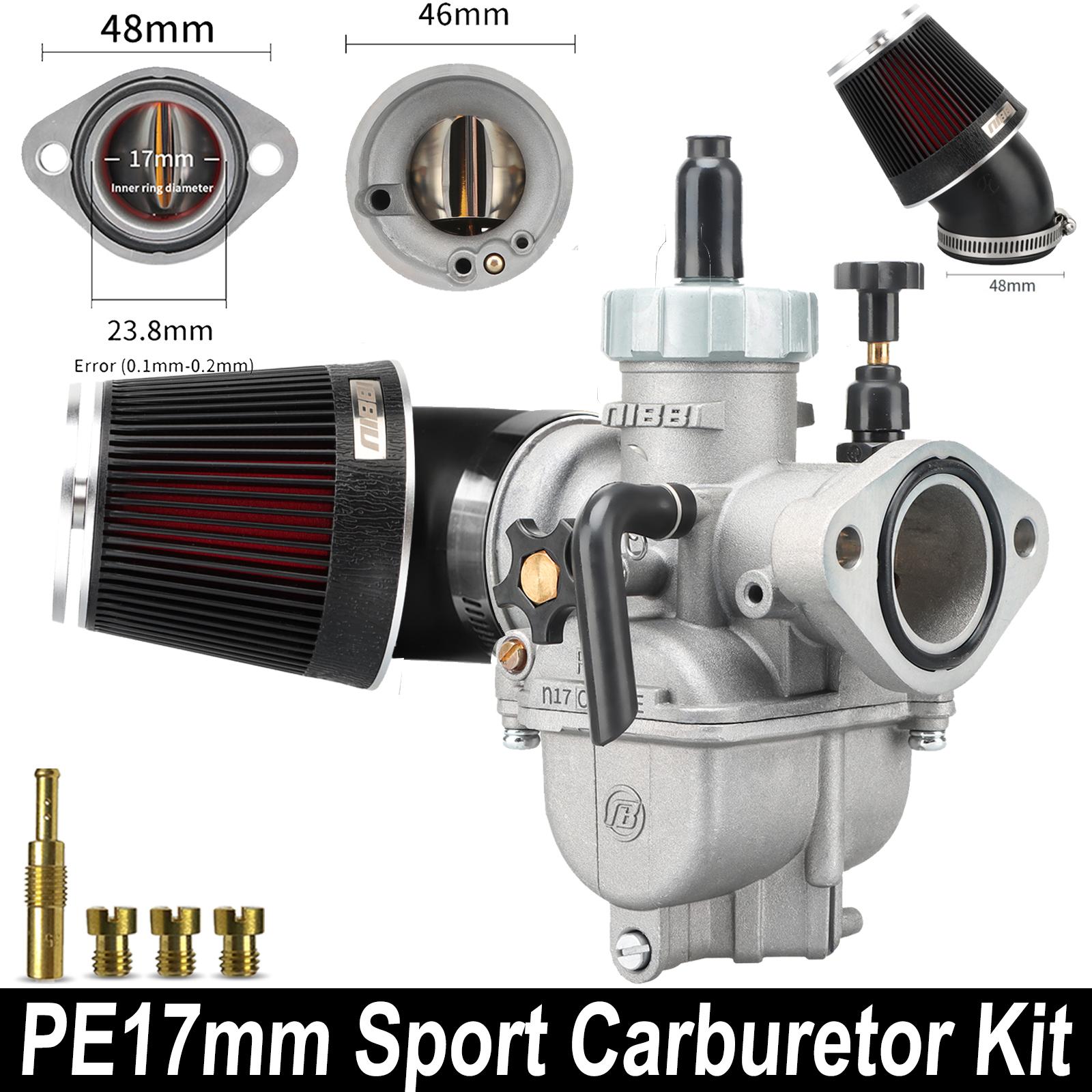 

NIBBI PE Flange Carburetor Set With CNC Air Filter Carb Jets for Yamaha Honda 2T 4T Pit Dirt Bike Motorcycle Accessories PE17mmFLSP Kit