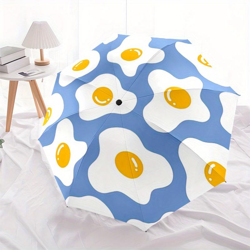 1pc Egg Pattern Automatic Open/Close Umbrella with One Touch Button,, Windproof Design Lightweight Portable Umbrella for Women & Men6082