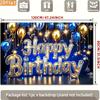 2D Blue Gold Balloon Birthday Backdrop with Marquee Letters for Photo Booth