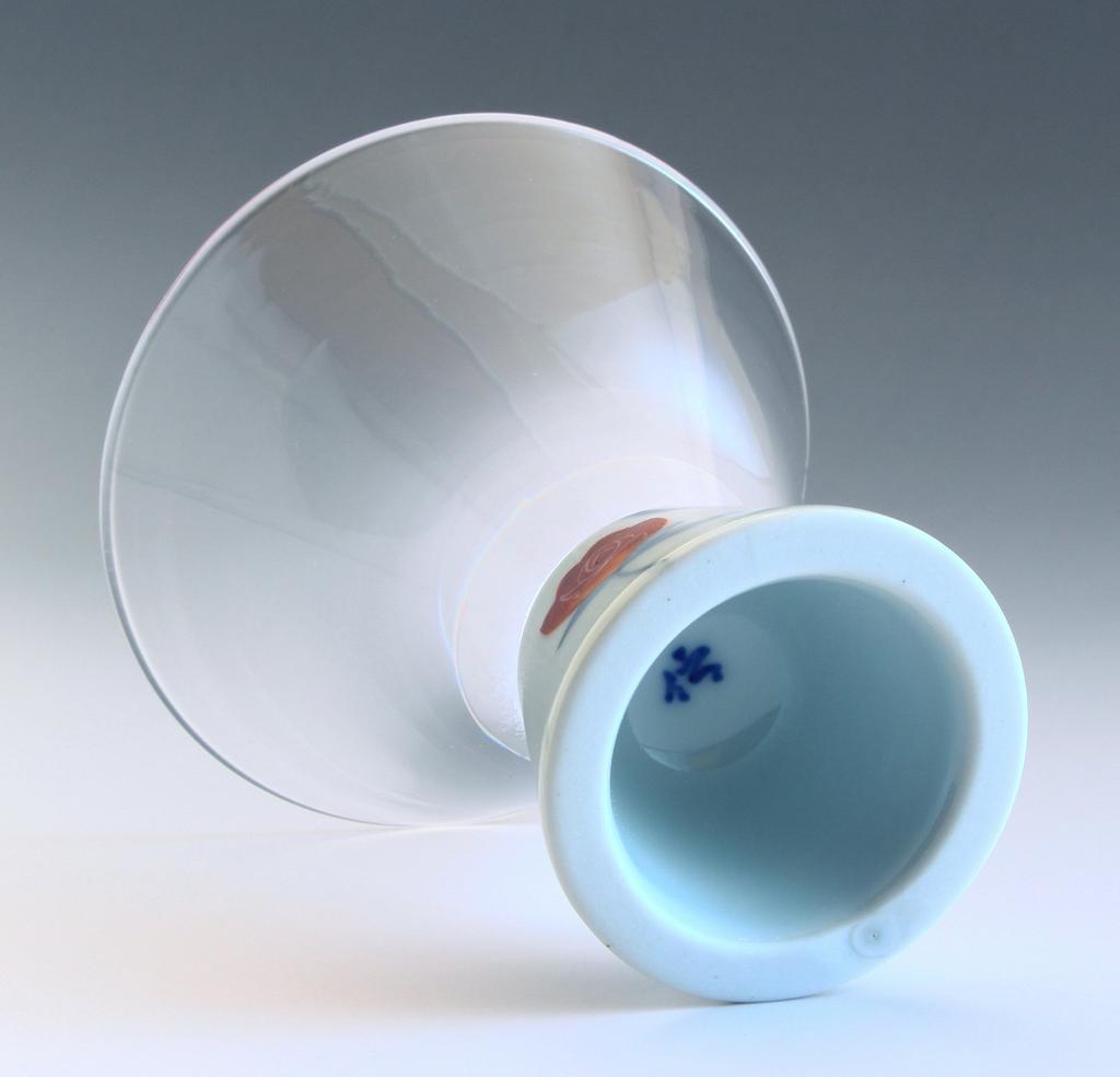 Arita Ware Romantic Glass SAKE GLASS Trapezoid Red Rose HD-01-7