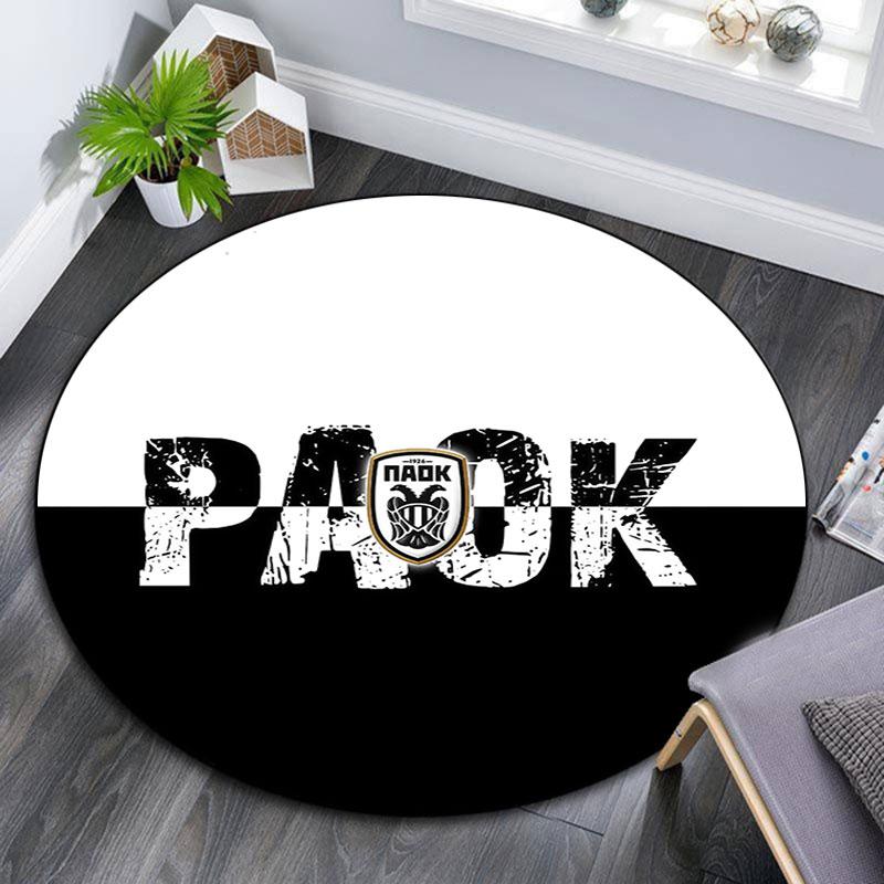 PAOK pattern round rug,Carpet Rug for Living Room Bedroom Playroom ,Non-slip Floor Mat,Holiday Gifts and Birthday Gifts.