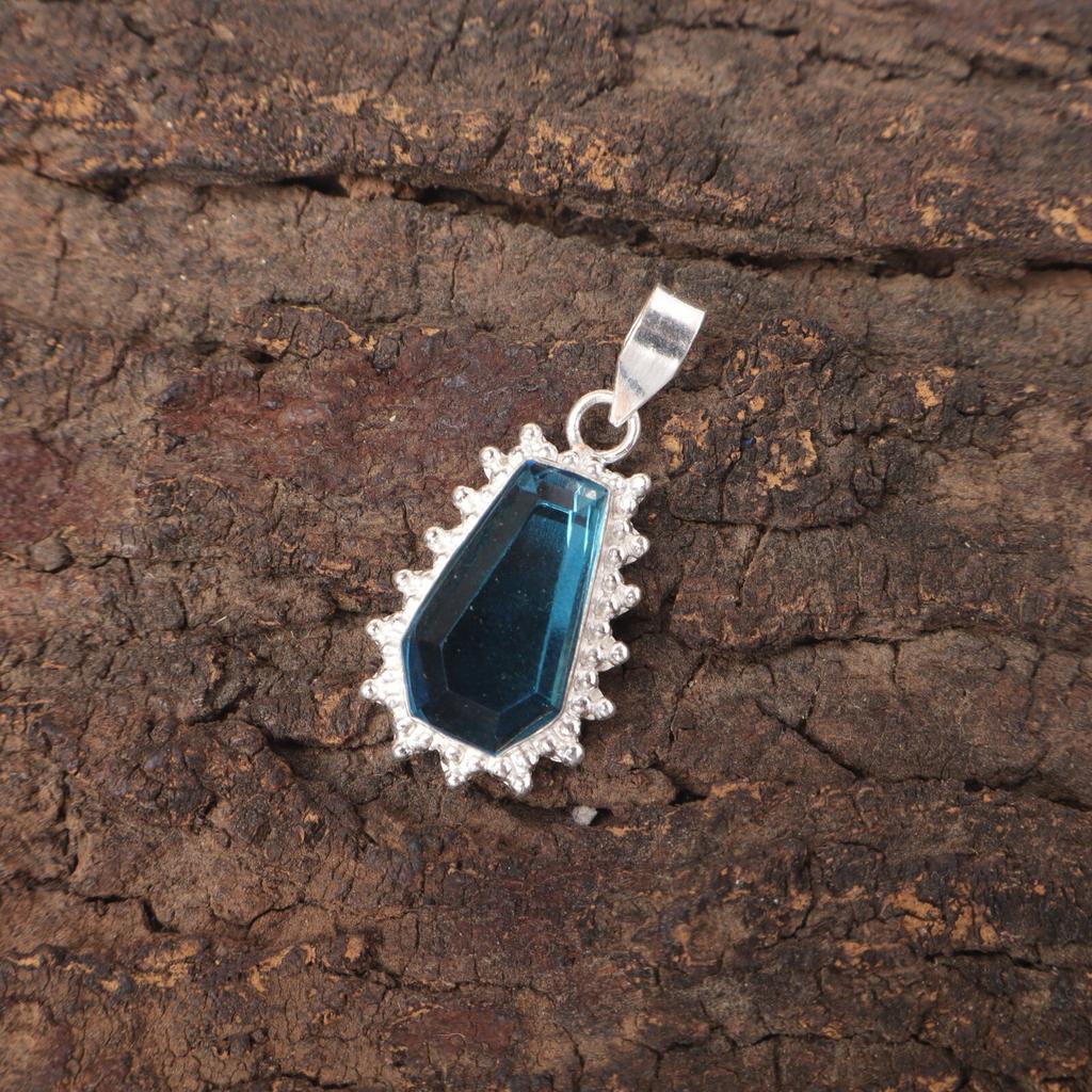 Swiss Blue Topaz Stone 925 Silver Daughter Gift Engagement New Pendant Jewelry PP-54-7