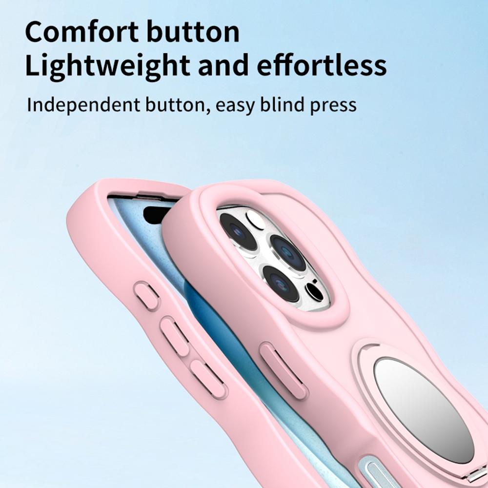 For iPhone 16 Pro Max Magnetic Case Wave Edge TPU+Acrylic Phone Cover with Mirror Kickstand