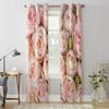 Rosen Rosa Blumen Fenster Vorhang Schlafzimmer Wohnzimmer Fenster Vorhänge Küche Dekoration Jalousien Vorhang