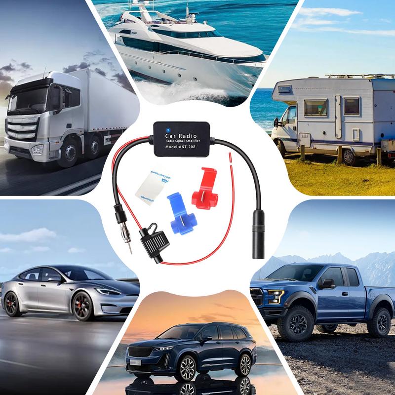 12V Car Antenna Signal Amplifier Set Car Antenna Booster Car FM AM Radio Signal Amplifier for ANT208 Auto Electronic Accessories