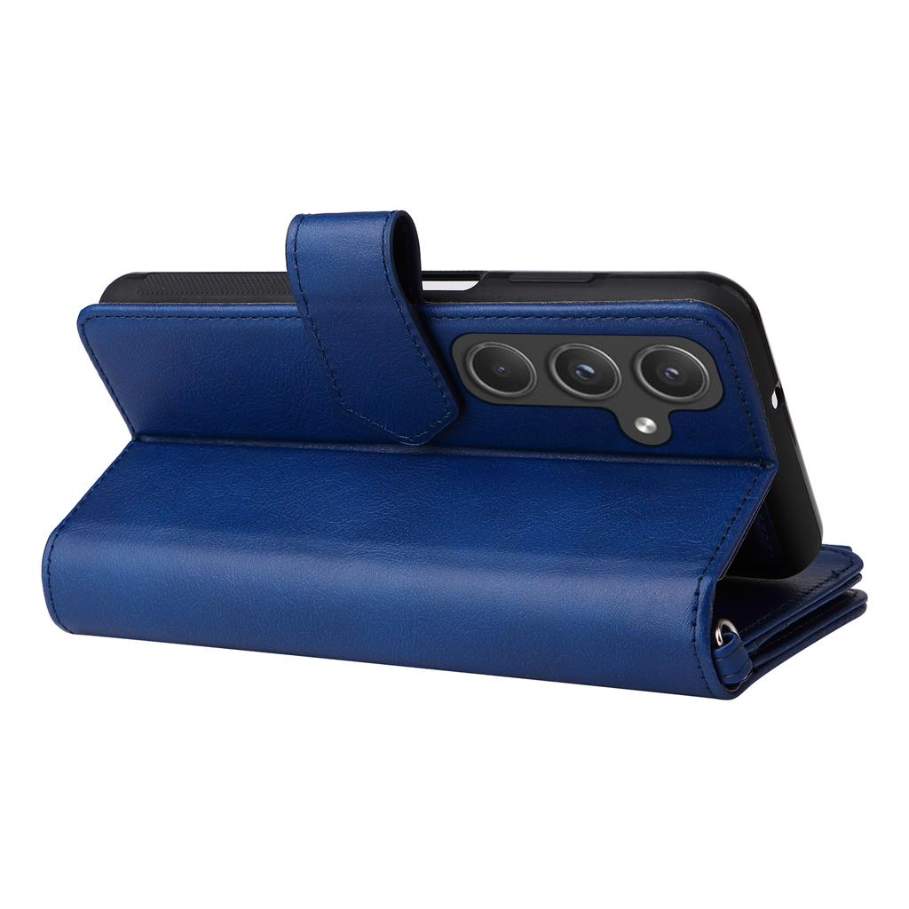 For Samsung Galaxy A55 5G Magnetic Leather Case Mobile Cover with Detachable Zipper Wallet Strap