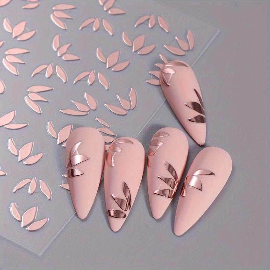 1 Sheet Metallic Leaf Design Nail Art Stickers Golden Pattern Spring Petal Nail Art Decals For Nail Art Decoration