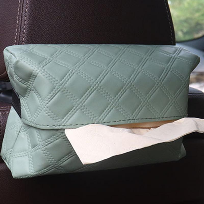 Car Tissue Holder Back Seat Car Back Seat Headrest Tissue Boxes Travel Napkin Dispenser PU Leather Box Portable For Storage In
