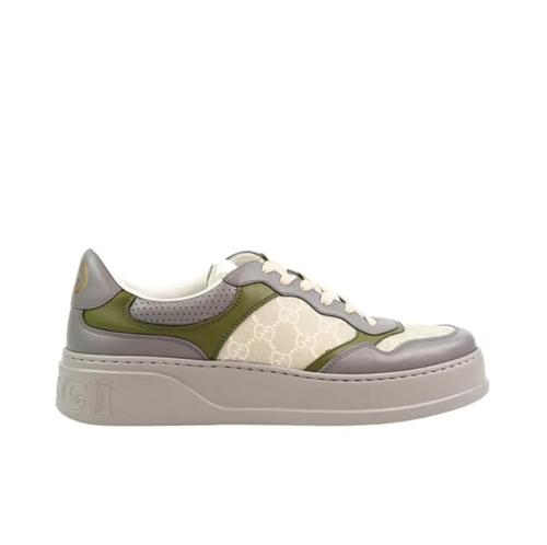 Gucci Chunky B Leather Casual Sneakers Men's White Green 700641 UPG90 1282