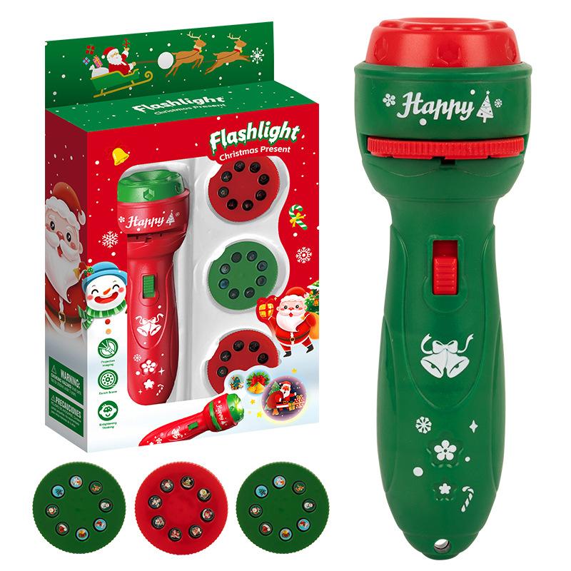Christmas Cartoon Projection Flashlight Creative Children Flashlight Toy Projector Baby Toys Bedtime Story Book Toy3-10 Cards