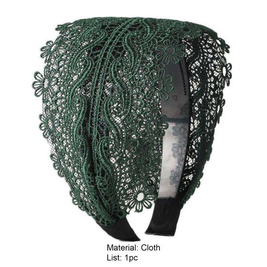 Women Hairband Wide Retro Style Sweet with Teeth Elegant Hair Accessories Anti-slip Lace Embroidered Hair Hoop for Daily Life