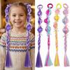 2Pcs Hair Extension Stage Painted Hair Ties Colorful Girls Bow Wig Hairbands for Women