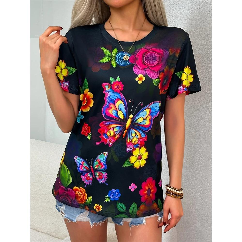 Women's Summer Short Sleeve T Shirt Casual Fashion Clothing Witch Patterns Women's Tops Vacation Travel Clothing Y2K