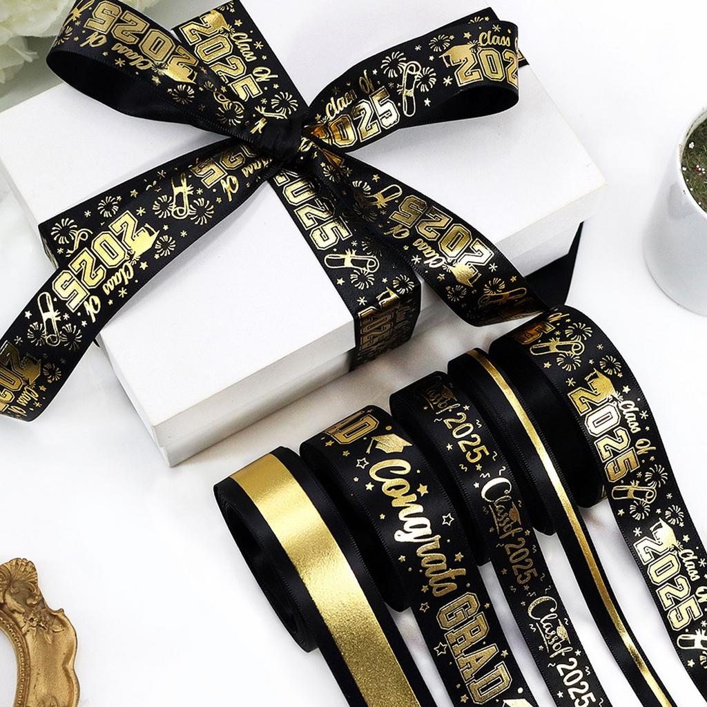 2025 Graduation Ribbon Graduation Party Favors Decor 1 Inch Congratulations DIY Congrats Grad Ribbon Art Fabric Ribbons For Gift