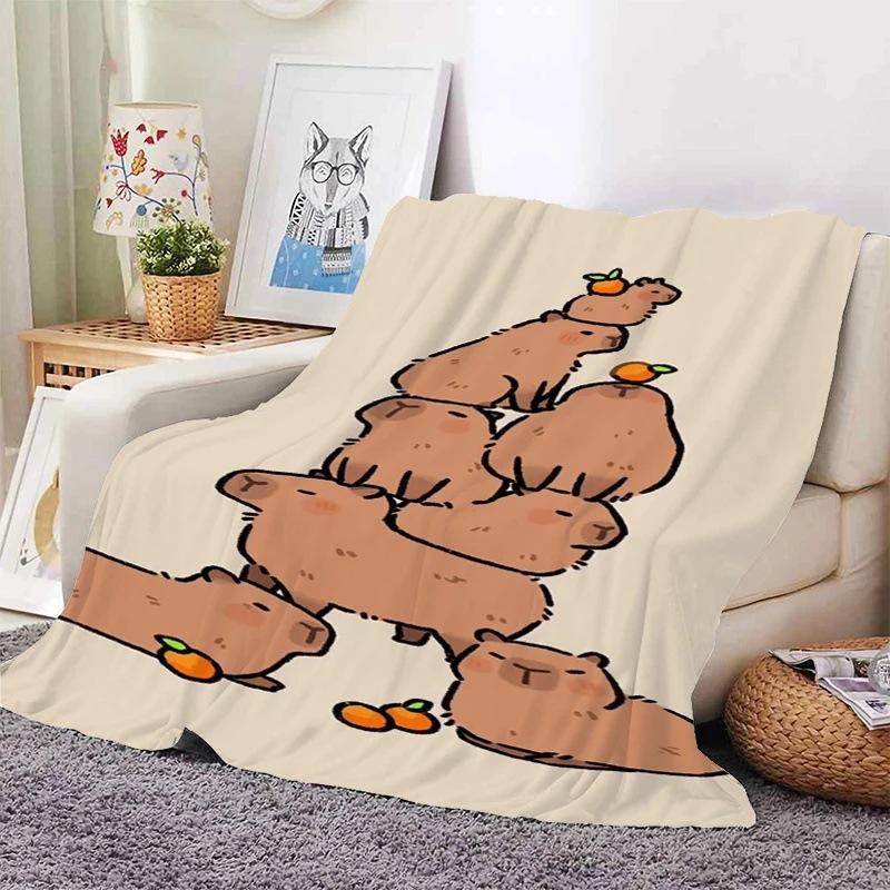 Capybara Nap Blanket Sofa Blanket Cute Thermal Bed Blanket Camping Soft Blanket Bedding