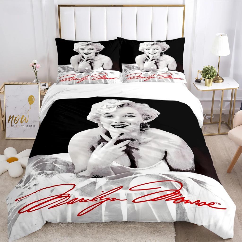 Marilyn Monroe Duvet Cover Soft Bedding Set with Pillowcases for Teens Single Double Queen King Size