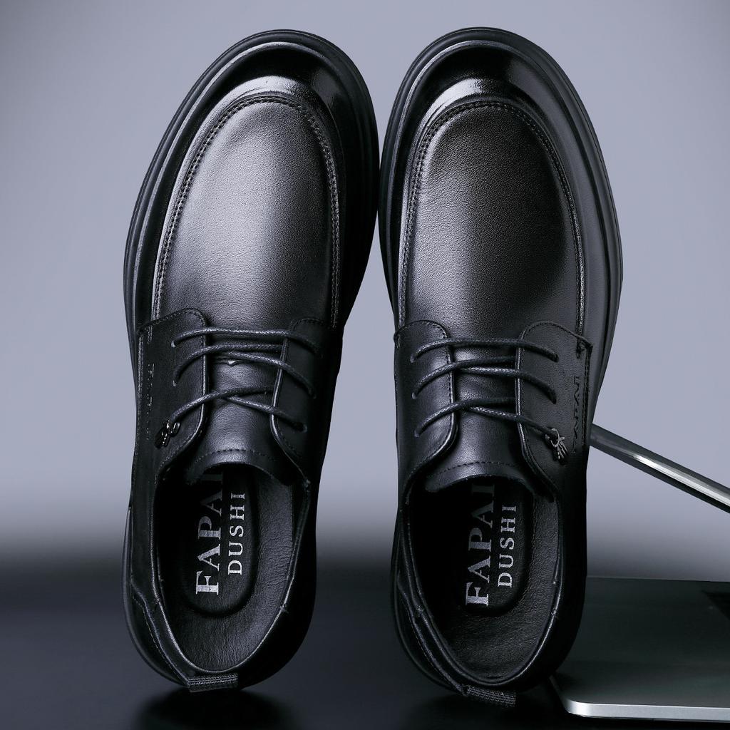 2025 men's leather shoes high-end leather cowhide British style men's shoes first layer cowhide business dress wedding derby shoes