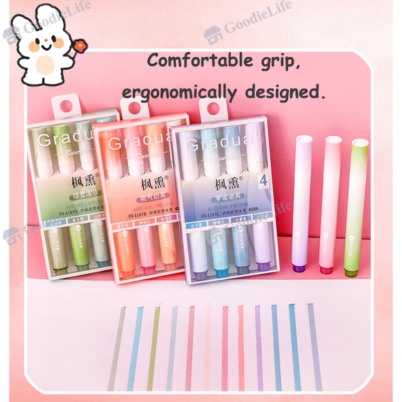 Morandi Pastel Highlighter Set Student Color Markers Large Capacity Eye Protection Fluorescent Pens