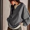 GMXIA Street Style Color Contrast Thread Long Sleeve Top Loose Shoulder Round Neck Hoodie Coat Women Spring and Autumn