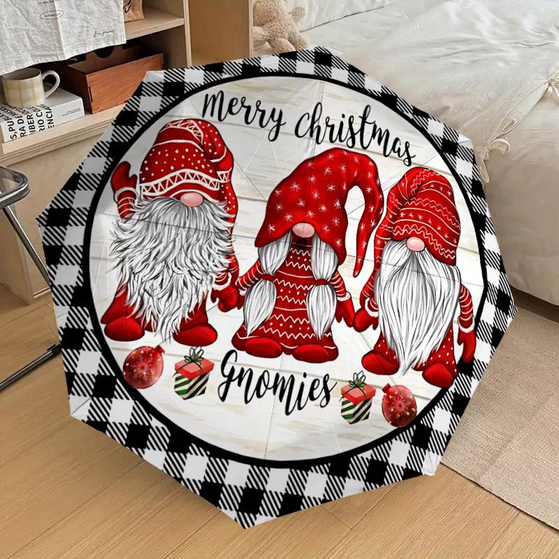 1PC Gnomies Merry Christmas Umbrella-8-Rib Reinforced, Automatic Open, Lightweight & Durable, Cute Fashion Accessory for Outdoor, Beach or Casual Use,