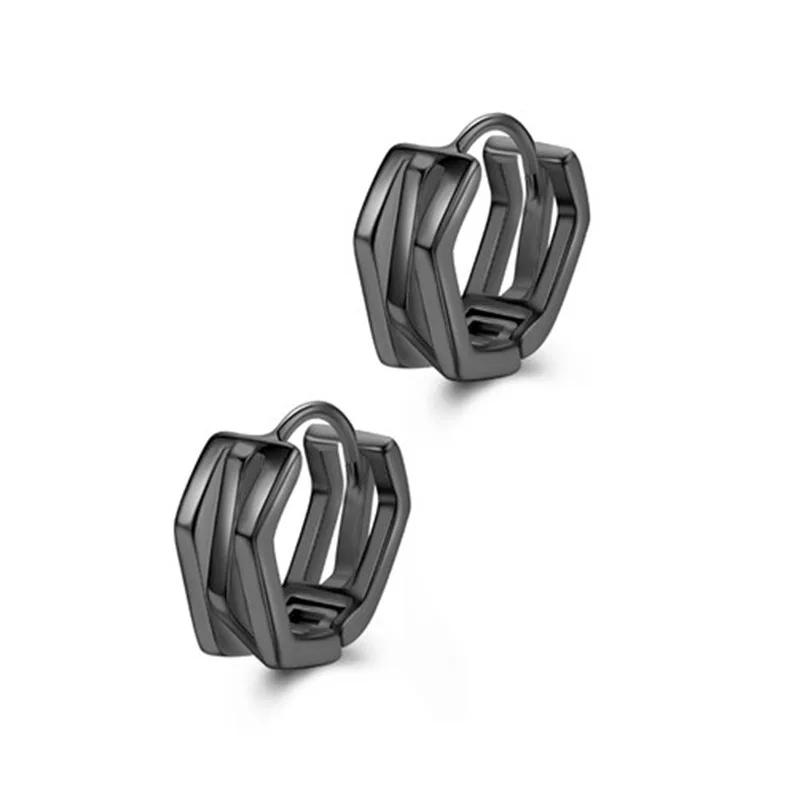 Silver Plated Geometric Staggered Earrings Personalized Fashion Intertwined Ear Clasps Hip Hop Jewelry for Men and Women