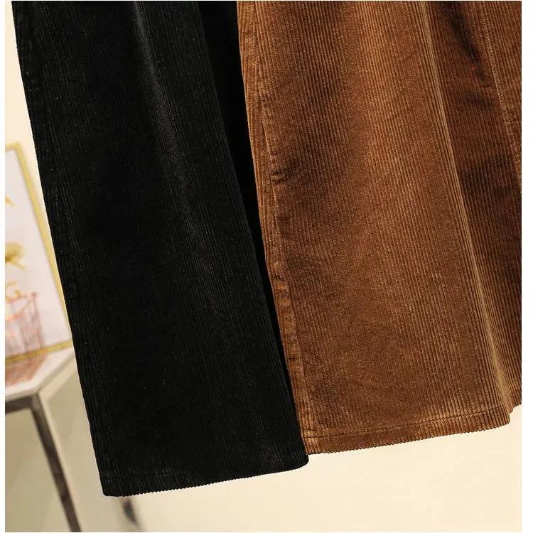 Women's Fall/Winter Thickened Plus Size Corduroy Skirt Loose-Fitting, Flattering High-Waisted Mid-Length A-Line Skirt