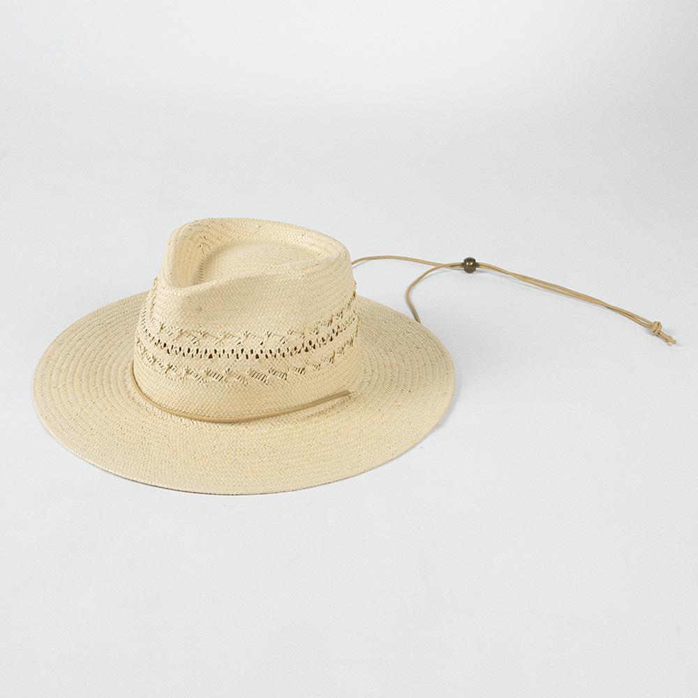 

Spring Summer New Fashion Leisure Hollow Pattern Woven Wide Brim Straw Jazz Hat Women Beah Hat Wide Brim Sun Hat M 56-58cm бежевий