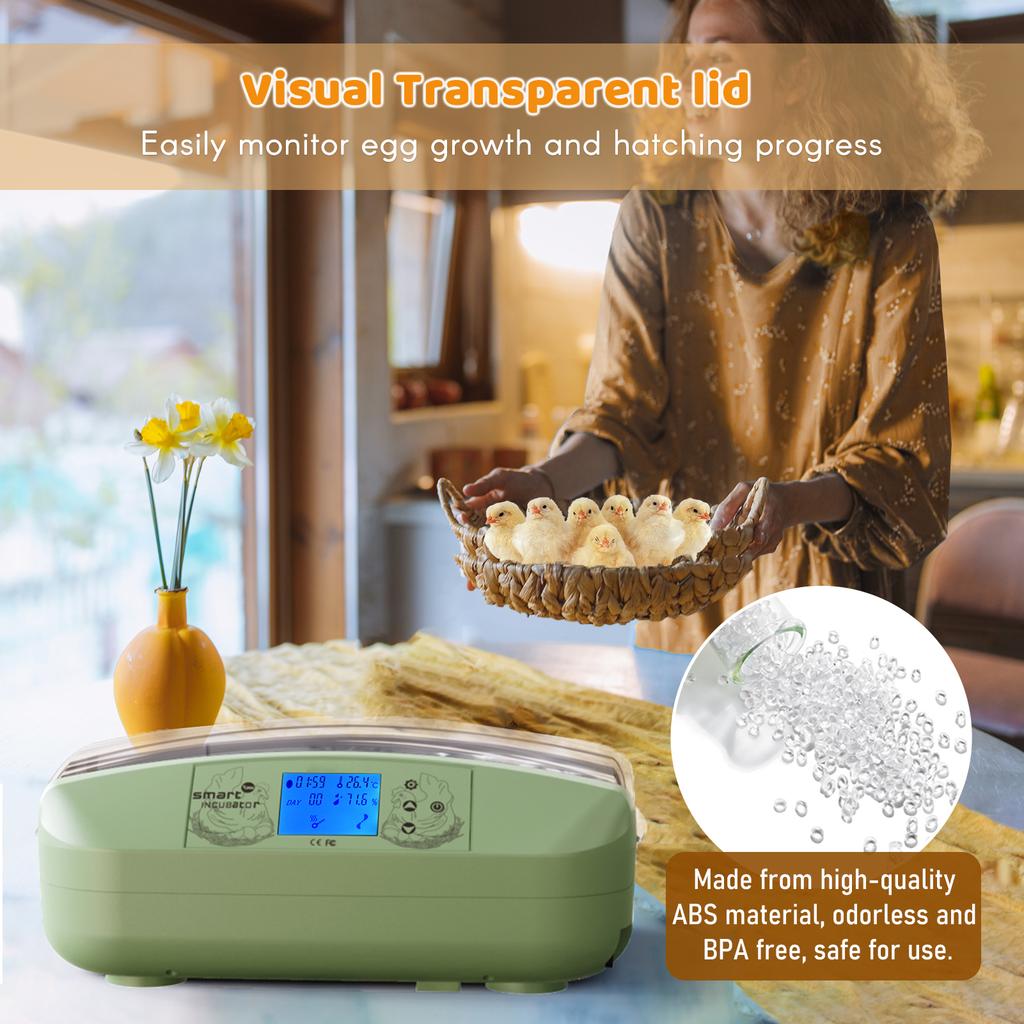 Egg Incubator 32 Eggs Poultry Digital Hatcher with Auto Egg Turning Temperature Control LED Display Temperature