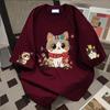 Women's O Neck Short Sleeve Tee Loose Fit Korean Style Cartoon Cat Embroidery Casual Top