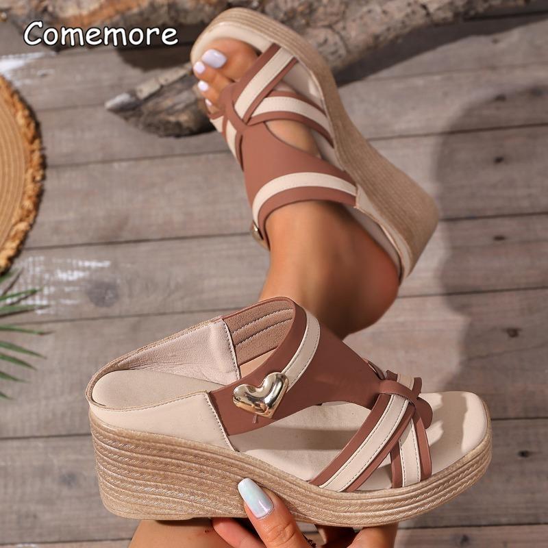 Fashion Size 36-43 Fish Mouth Slippers for Women Casual High Heels Outside Wear Slides Ladies Platform Wedges Female Shoes Sandalias
