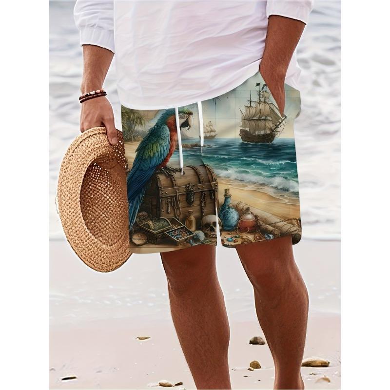 Men's Quick-drying and Breathable Beach Shorts with Colorful Prints, Are Perfect for Use At Outdoor Activities.