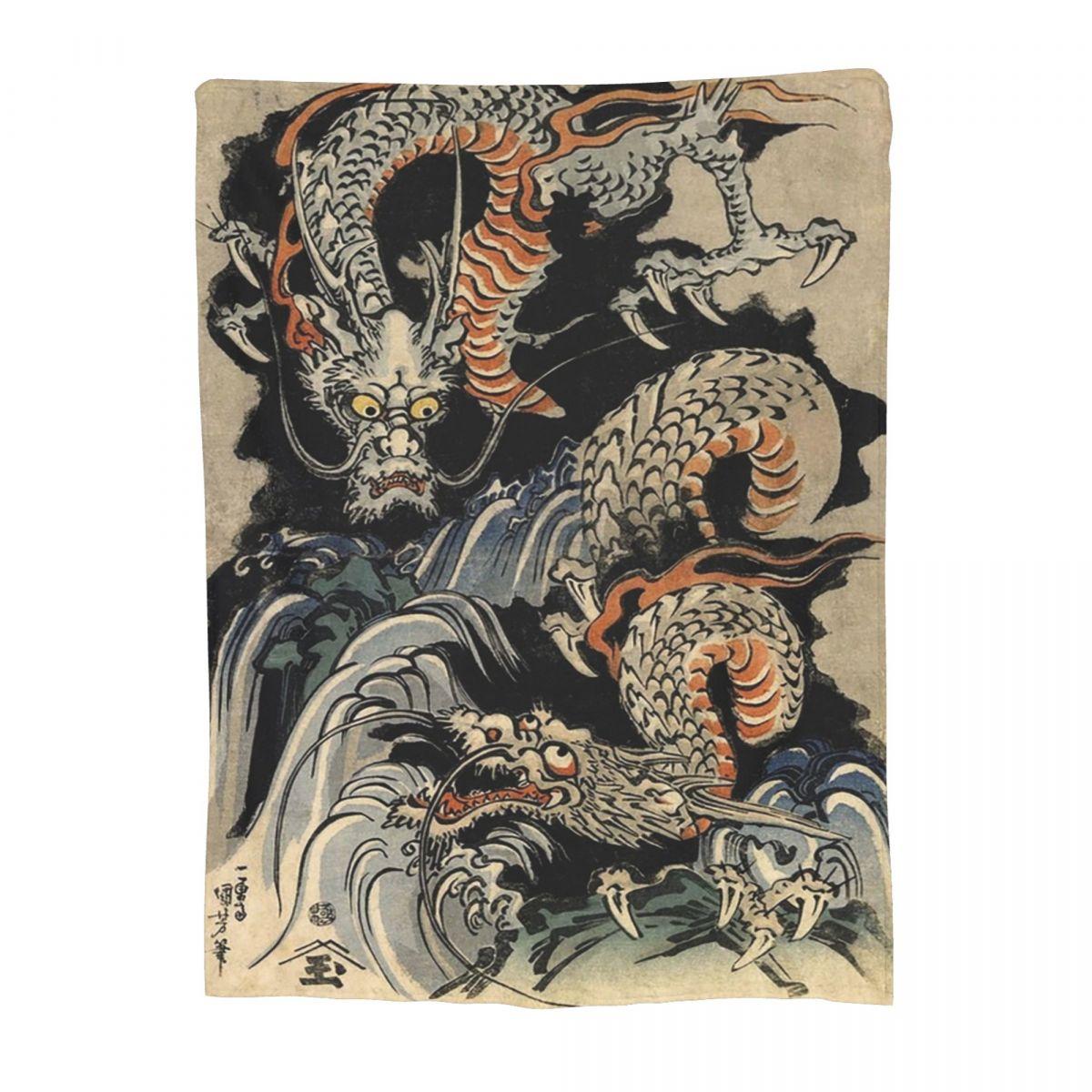 

Utagawa Kuniyoshi - Dragons Blankets Flannel Breathable Sofa Throw Blankets For Home Bedroom Outdoor Throws Bedspread Quilt 30x40in