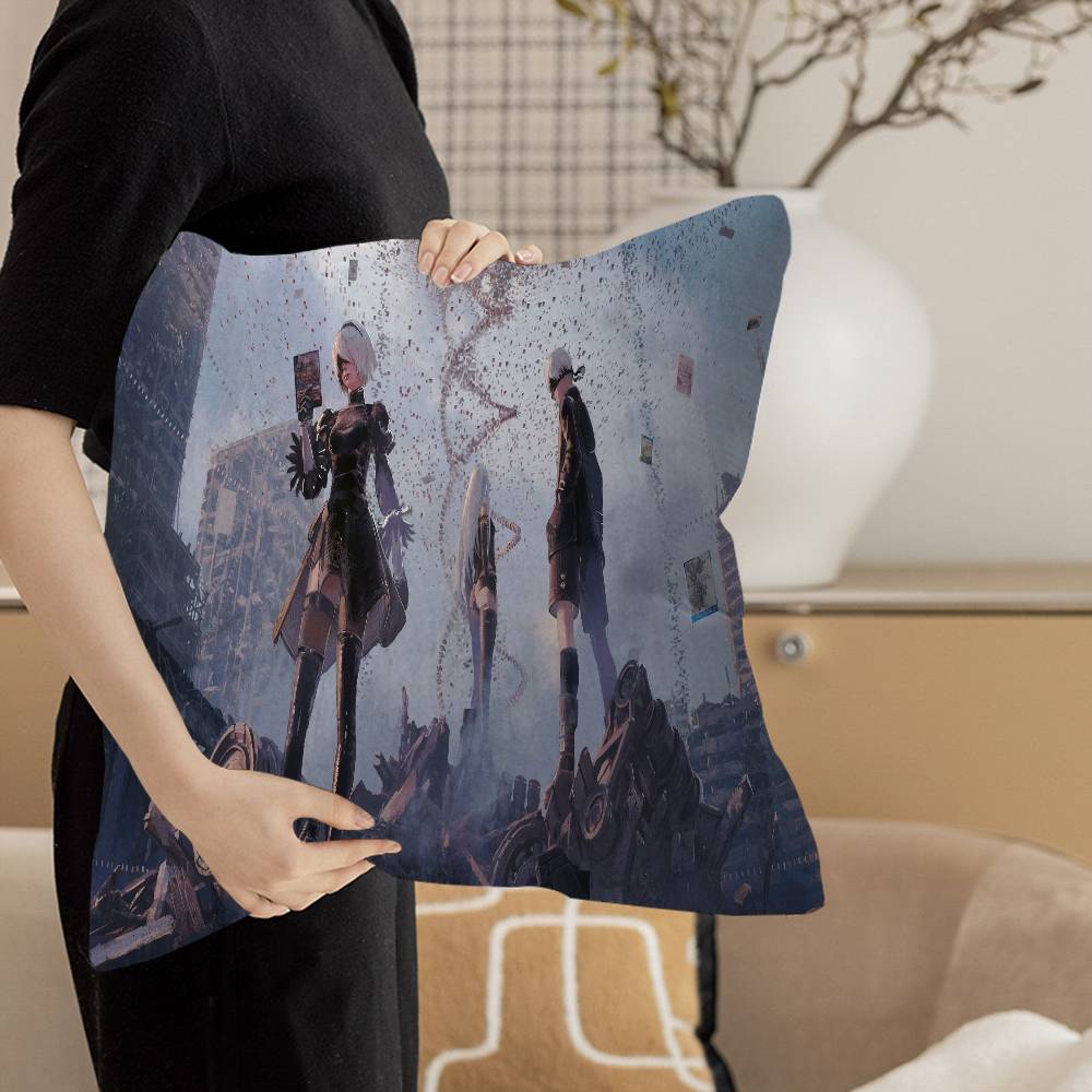 Game Nier Automata Pillow Covers Cartoon Sofa Decorative Home Doublesided Printing Short Plush Cute Cushion Cover