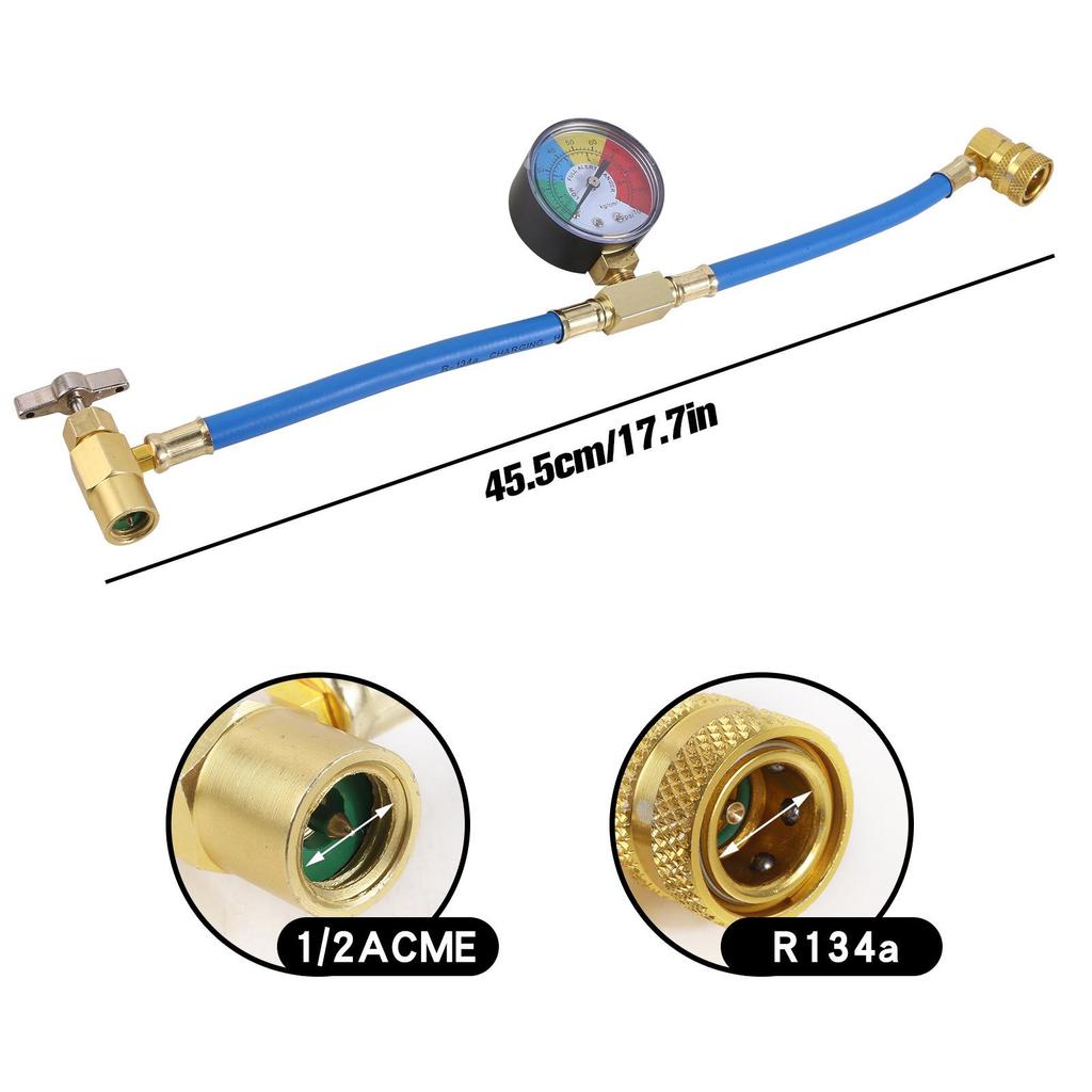 R134a Car AC Refrigerant Charging & Detection Hose 1/2 ACME.