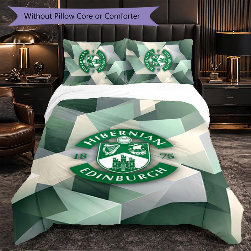Biancheria da Letto a Tema Hibernian FC Set 3 Pezzi Copripiumino Biancheria da Letto Decorativa Per Stanza Adolescenti Decorazione Casa