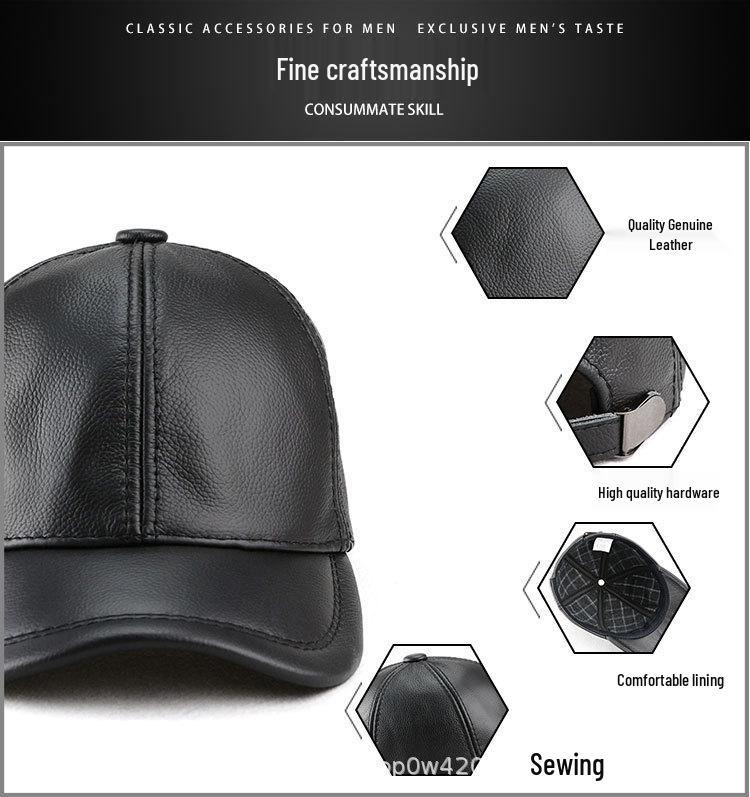 Men's and Women's Leather Baseball Cap - Autumn/Winter Korean Style