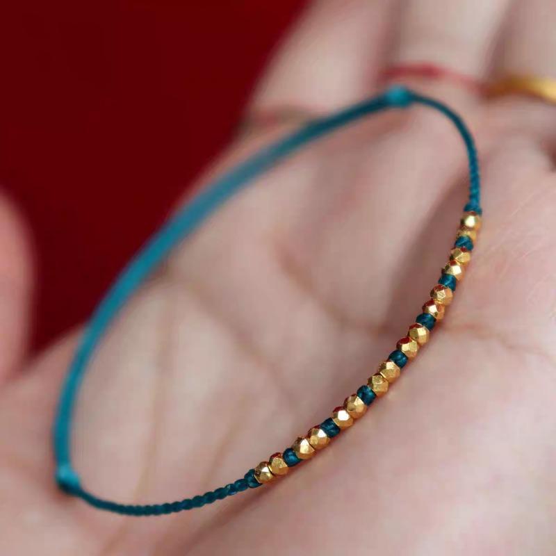 Colorful Cord Gold Beaded Bracelet Set – Dainty Stackable Waterproof Jewelry, Minimalist Gift for Women