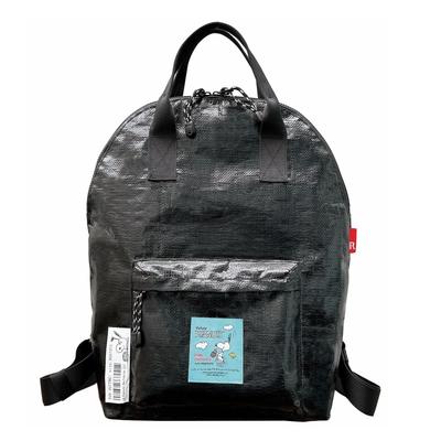 8581 SNOOPY Tarp Material Rucksack Type Tote Bag IP Theoru [Routeto] Peanuts-9F (01 Black)