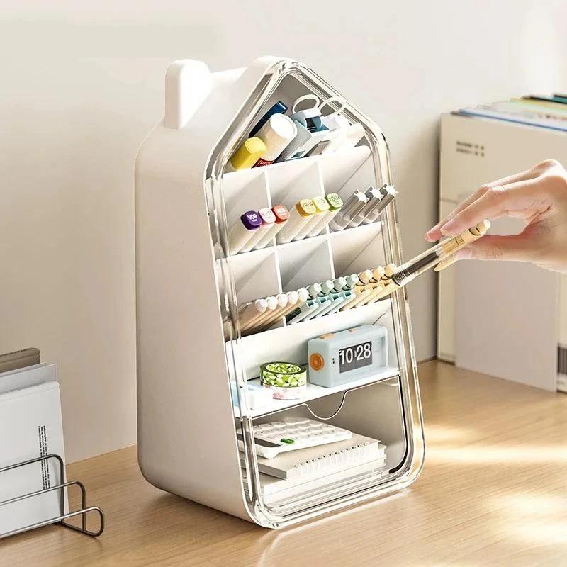 Pen holder organizer slant plug office desktop compartment organizer student desk clutter pen bucket stationery organization