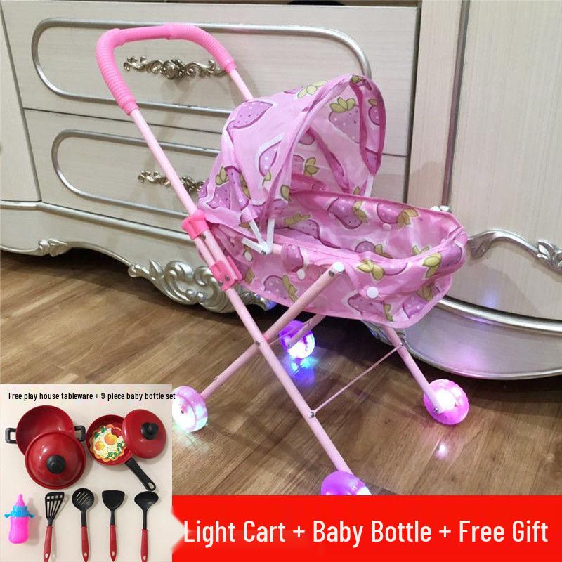 

Коляска для куклы для девочки со светом и звуком - Игрушка для ролевых игр, подарок на день рождения Standard