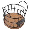 Cestino Portacapsule da Caffè Rotondo in Filo di Ferro Cestino Portaoggetti Grande Capacità Portacapsule Caffè con Base in Legno per Casa Ufficio
