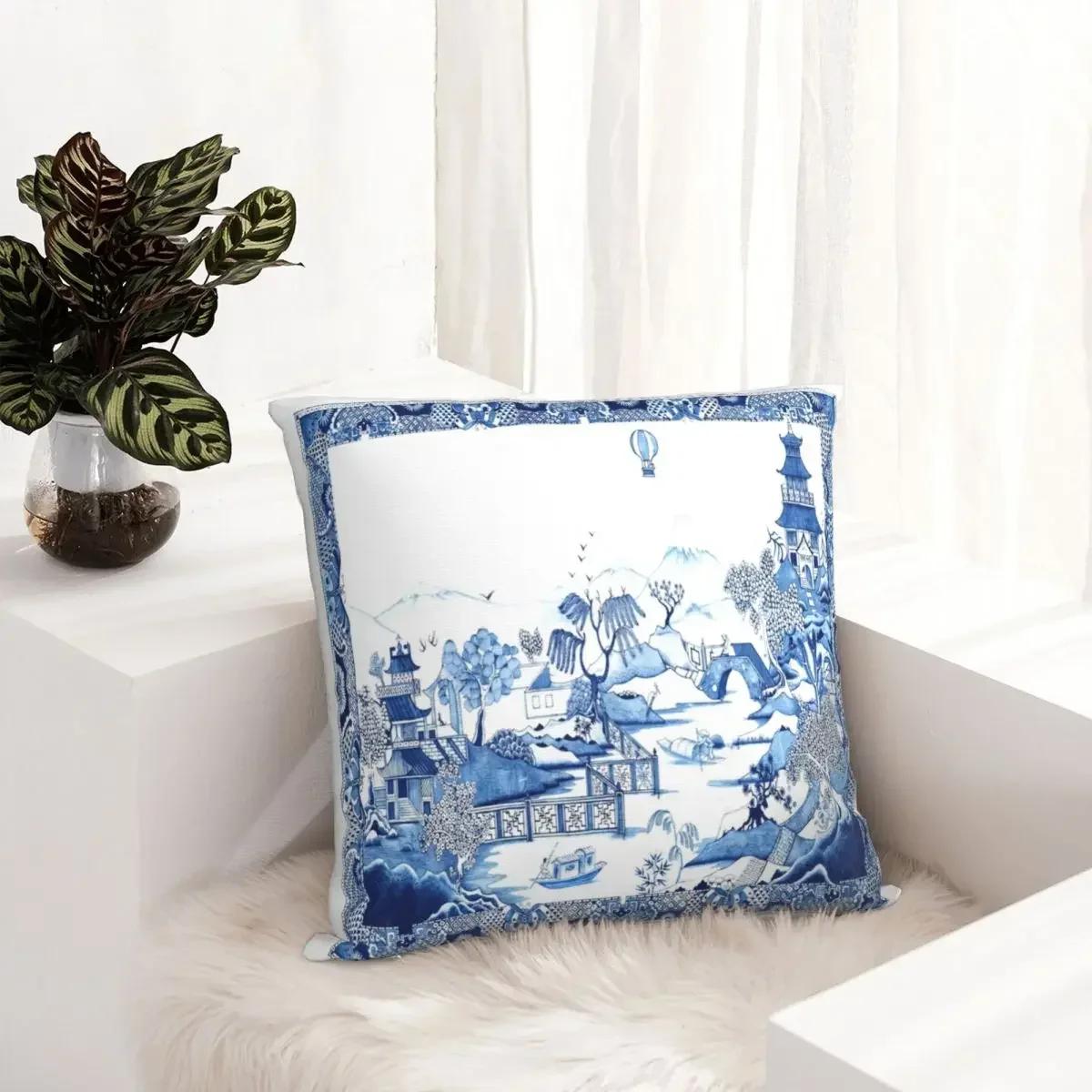 

Шинуазри Сине-белый Узор Ива Наволочка Фарфоровая Дакимакура Наволочка Декоративная Наволочка для Подушки Дом Диван Кровать Постельное белье 16x16Inch