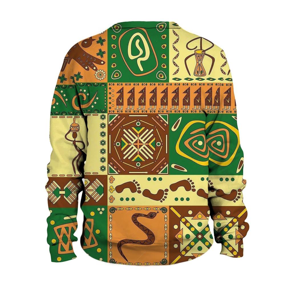 Pullover mit V-Ausschnitt für Herren, 3D-Digitaldruck, Stehkragen, 6 Knöpfe, Vintage-Kragen